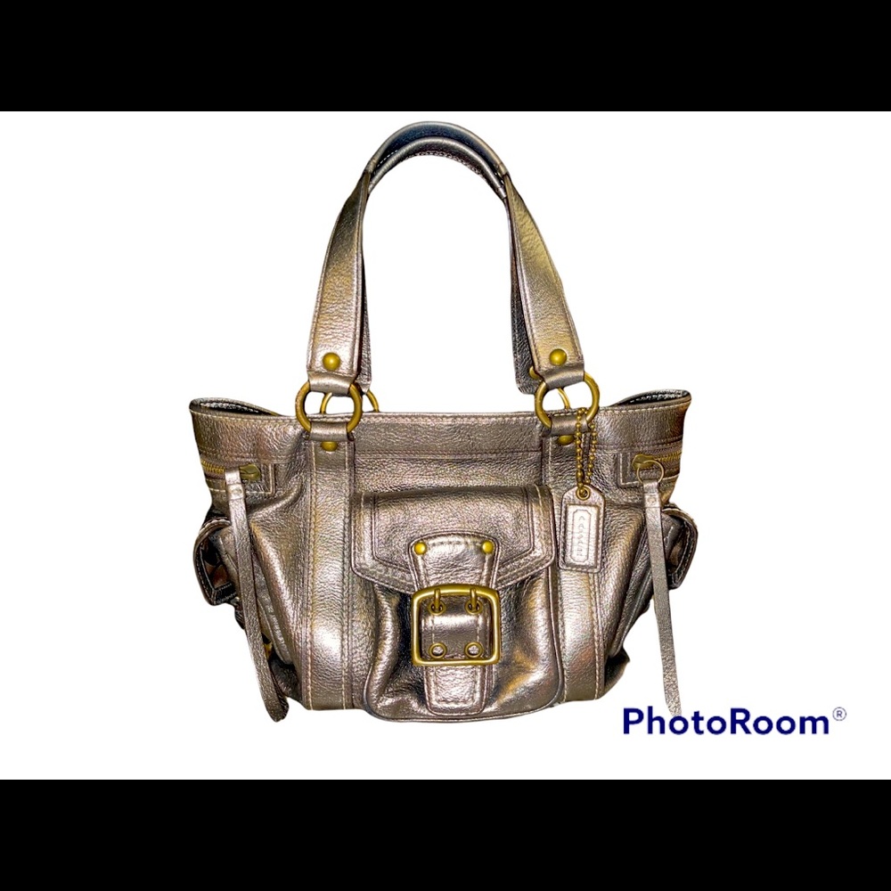 Authentic Coach Metallic Bronze Leather Satchel